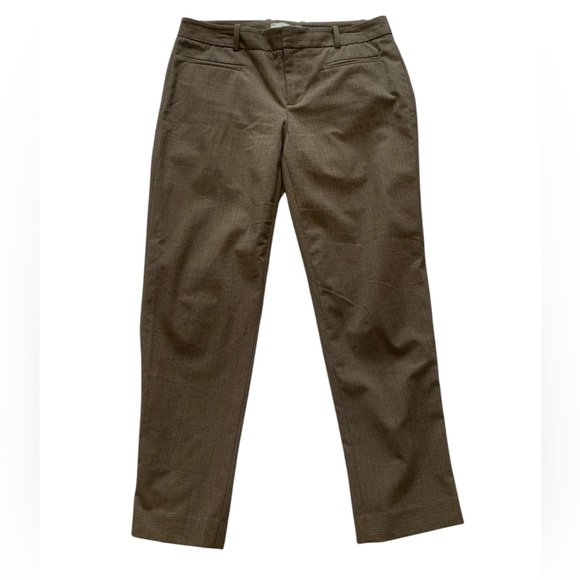 GAP Flattering stretchy slim cropped tan plaid pocket casual dress work pants 2R - Picture 2 of 9